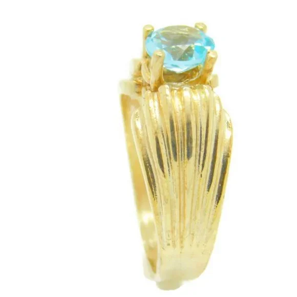 14k Yellow Gold Ladies Ring with March Stone - Picture 4 of 5